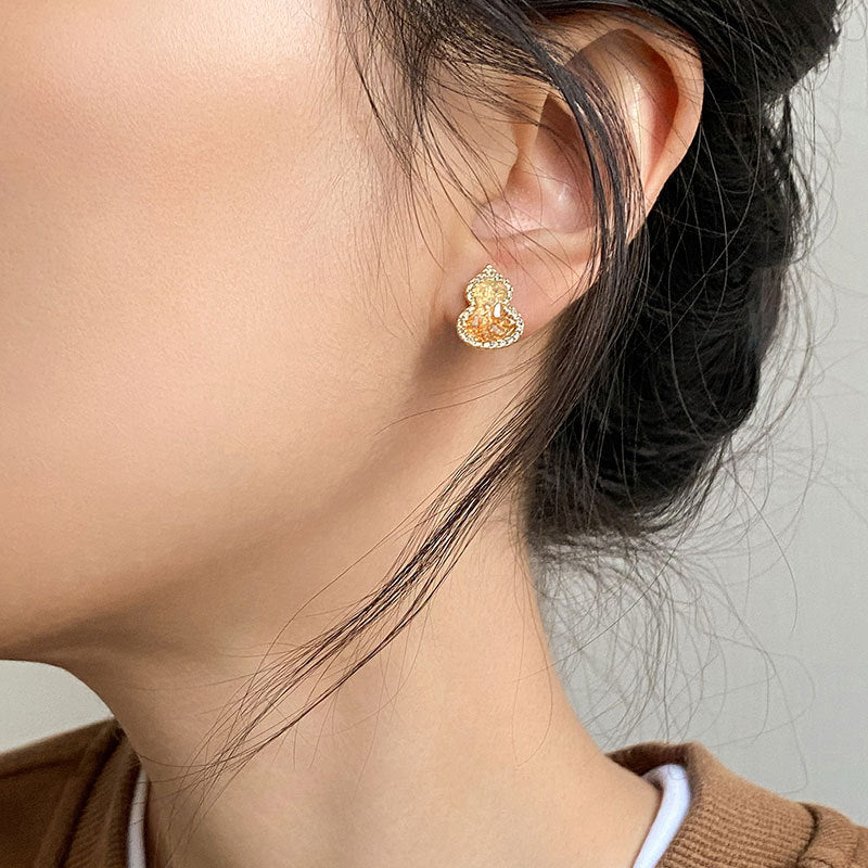 Women's High-grade Champagne Crystal Gourd Pony For Retro Minority Affordable Luxury Rings