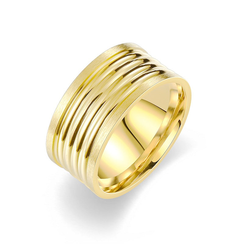 Men's Titanium Steel Groove Arc Personality Rings