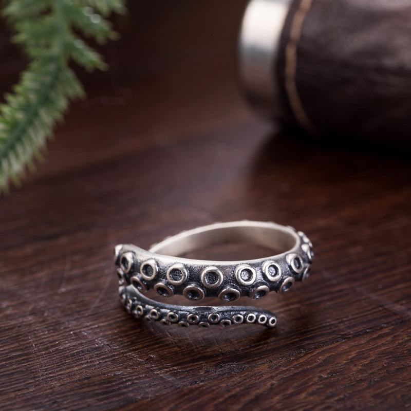 Punk Octopus Stainless Steel Titanium Open-end Rings