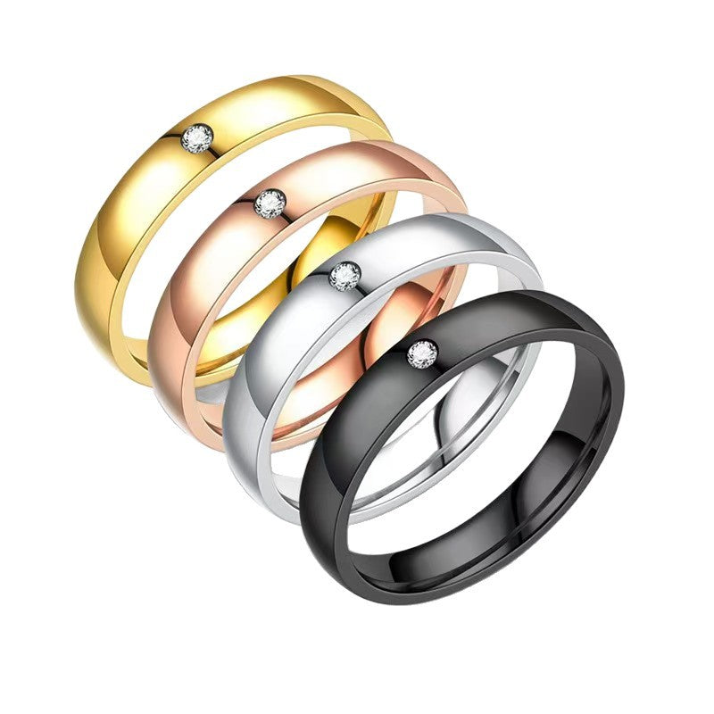 Style Niche Titanium Steel Inlaid With Diamond Ring