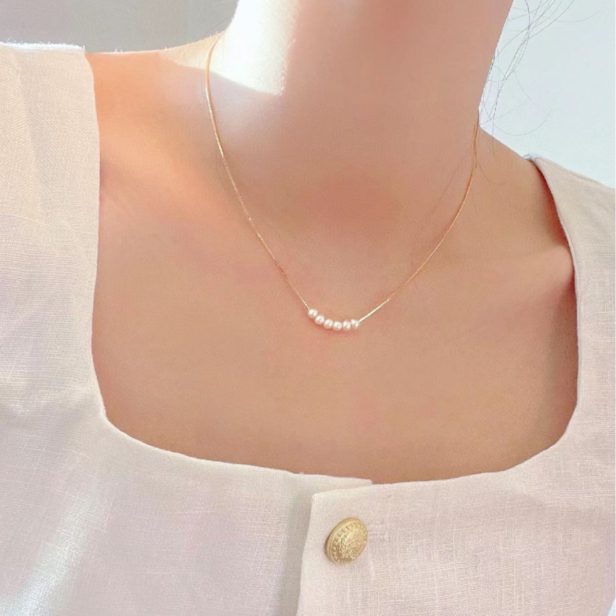 Women's Sier Smile For Design Sense Natural Fresh Water Necklaces