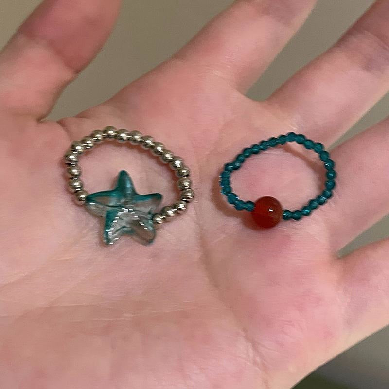 Starfish Beaded Female Summer Fashion Personality Girlfriends Index Finger Design Rings