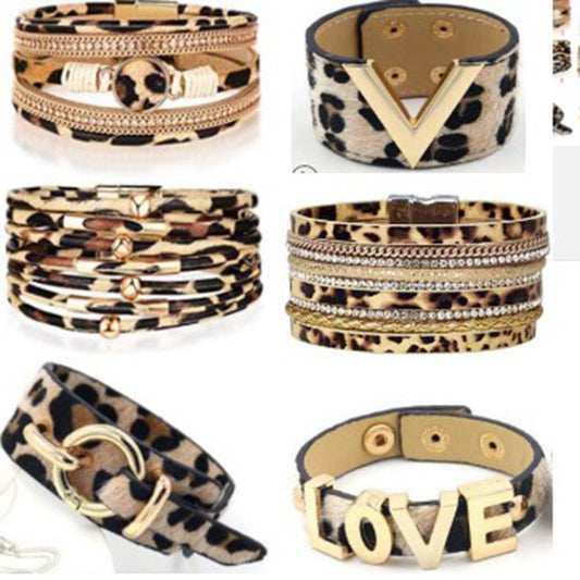 Women's Personalized Horse Hair Wristband Exaggerated Nightclub Fashionable Leopard Print Bracelets
