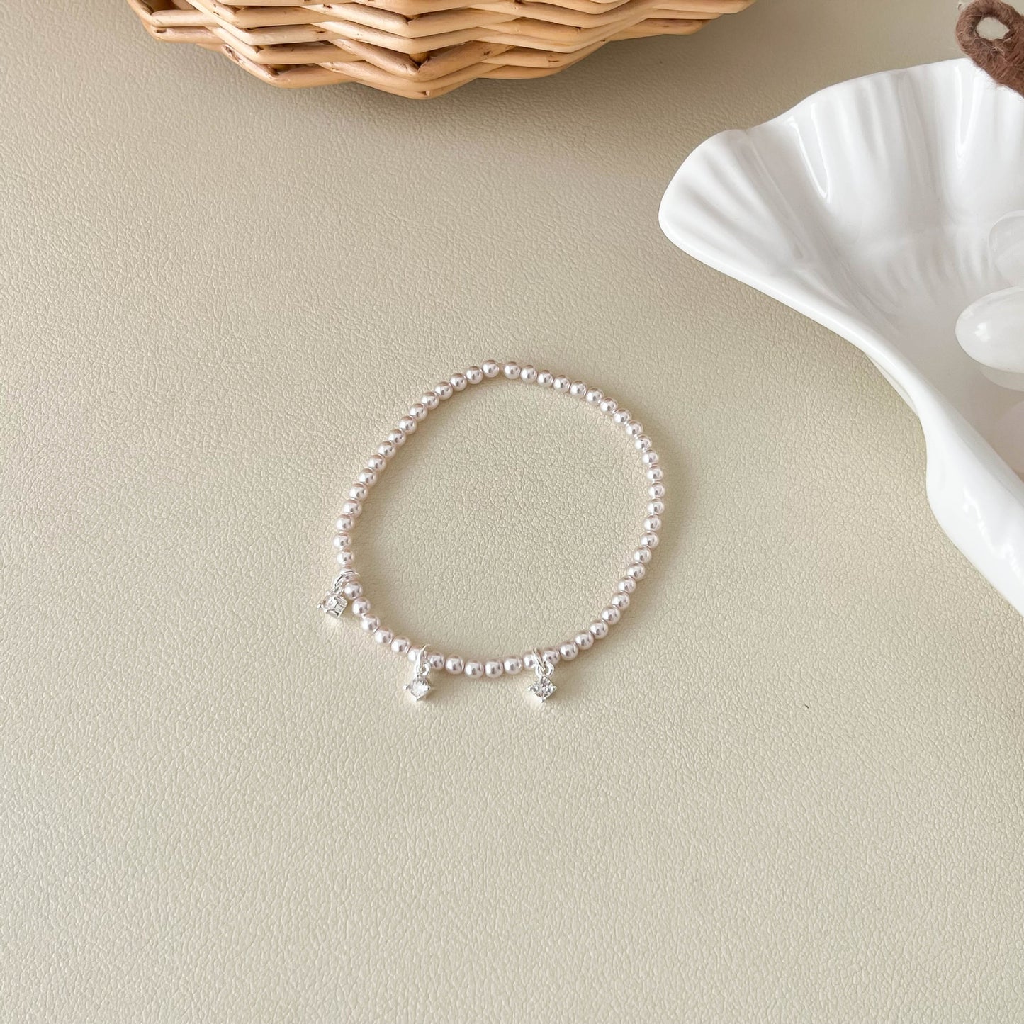 Wind Pearl Bow Water Drop Mud Diamond Interval Niche High Bracelet