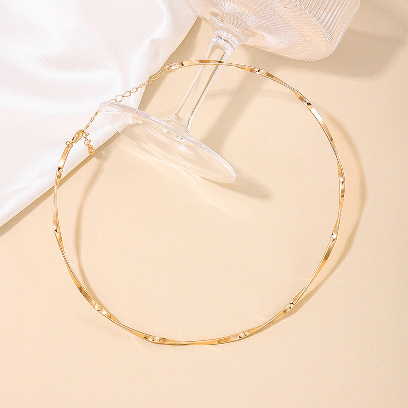 Women's Piece Minimalist Style Metal Twist Line Choker Daily Trendy Necklaces