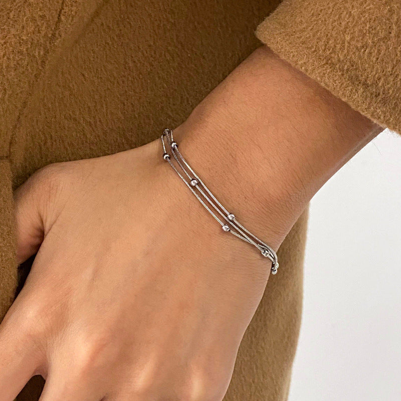 Women's Stainless Steel Gold Twin High-grade Titanium Exquisite Bracelet