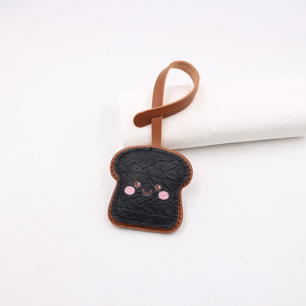 Personalized Toast Cute Expression Luggage Lanyard Leather Pendants