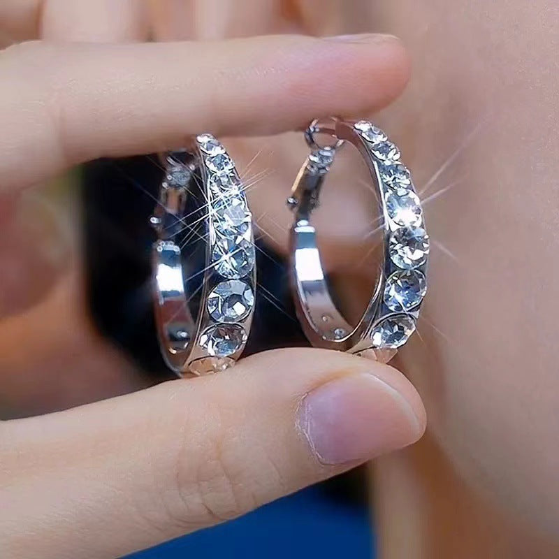 Rhinestone Opal Ear Female To Make Round Face High Sense Earrings