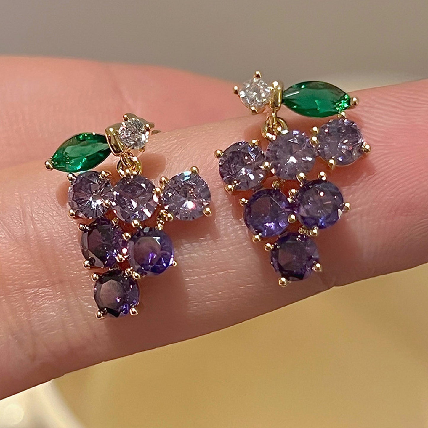 Women's Purple Crystal Grape For Light Luxury Minority Design Stud Earrings