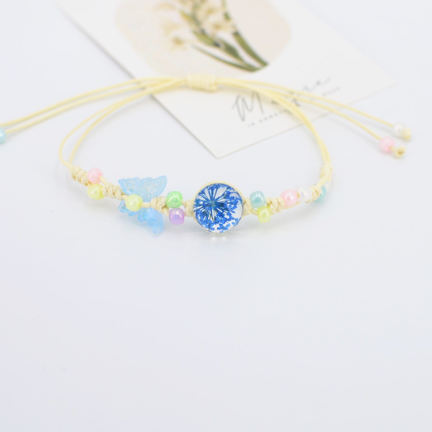 Dried Flower Preserved Fresh Real Butterfly Bracelet