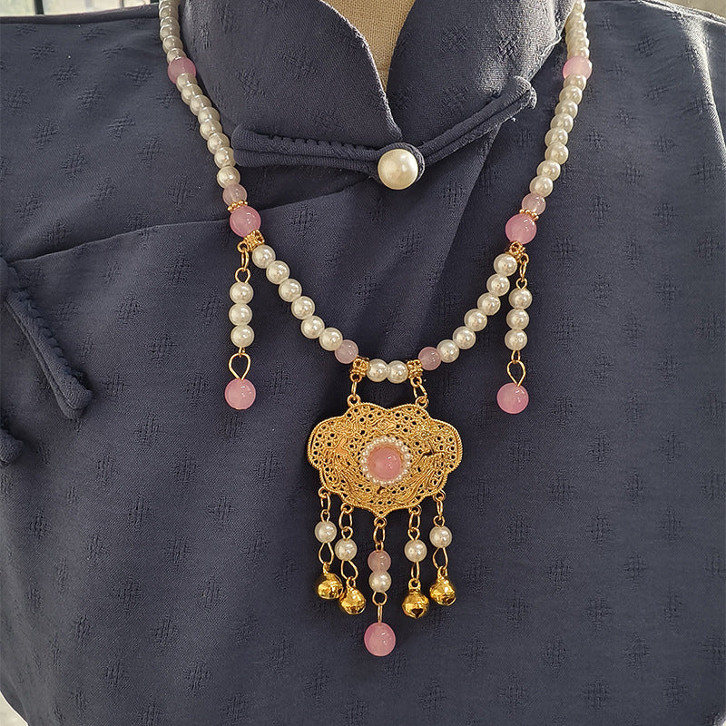 Lock Imitation Pearl Han Chinese Clothing Necklaces