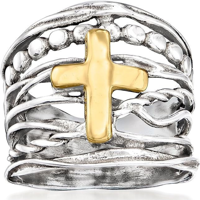 Irregular Cross Two-color Rack Niche Trendy Ring