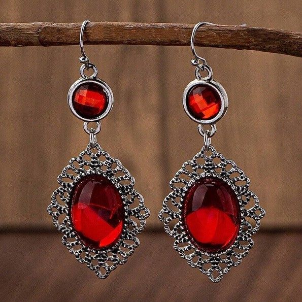 Bohemian Oval Sky Blue Purple Crack Earrings