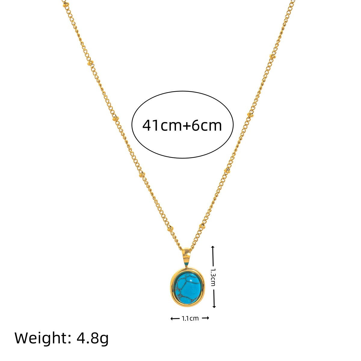 Steel Fashion Natural Turquoise Furnace Vacuum Necklaces