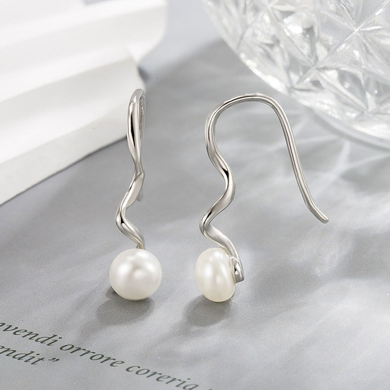 Spiral Pearl Female Light Luxury Minority Design Sense Advanced Delicate Ear Hook