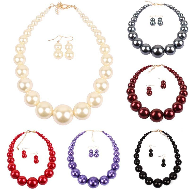 Bridal Exaggerated Simple Imitation Pearl Short Clavicle Necklace
