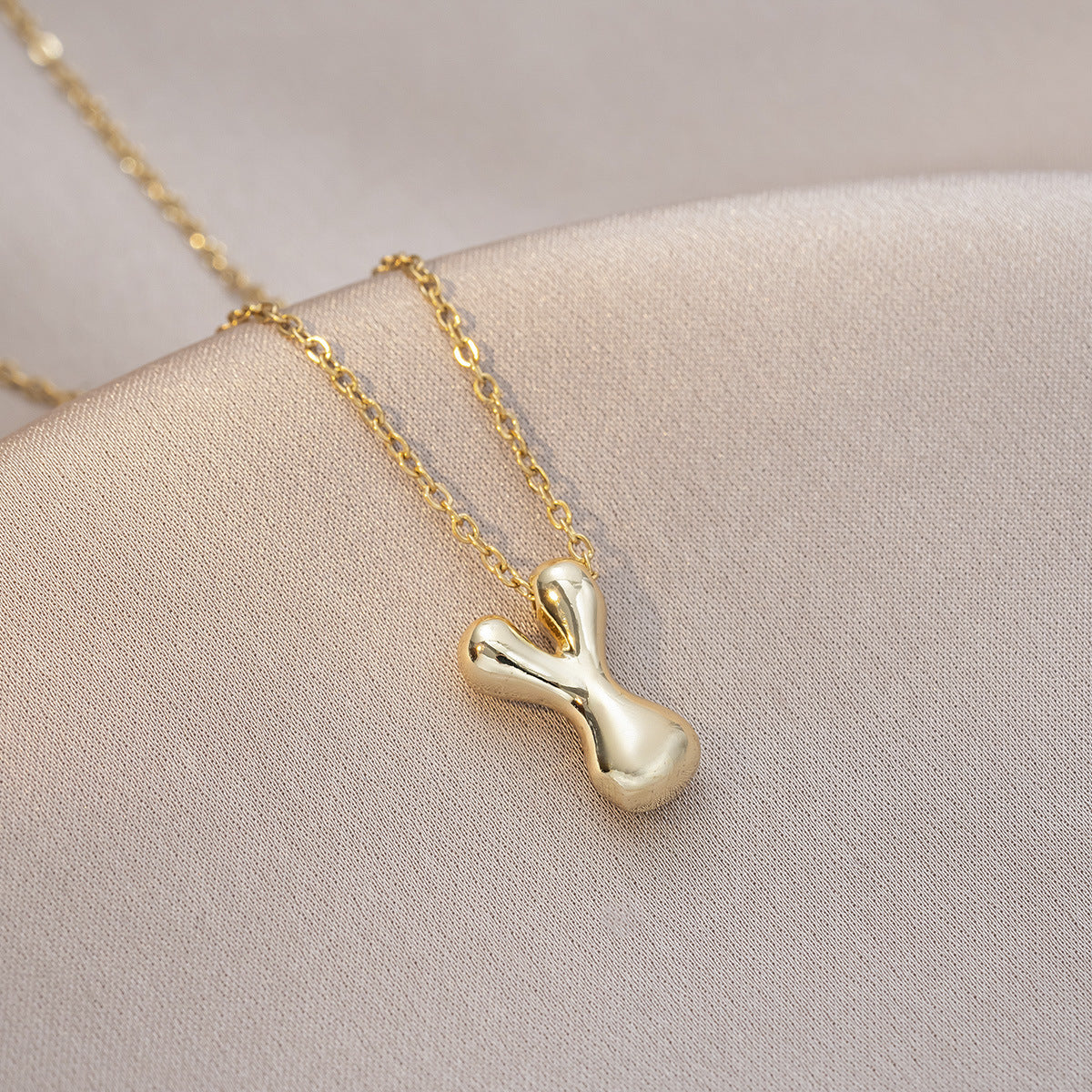 Female Glossy Balloon Bubble Cute Chubby English Letters Temperament Clavicle Necklace