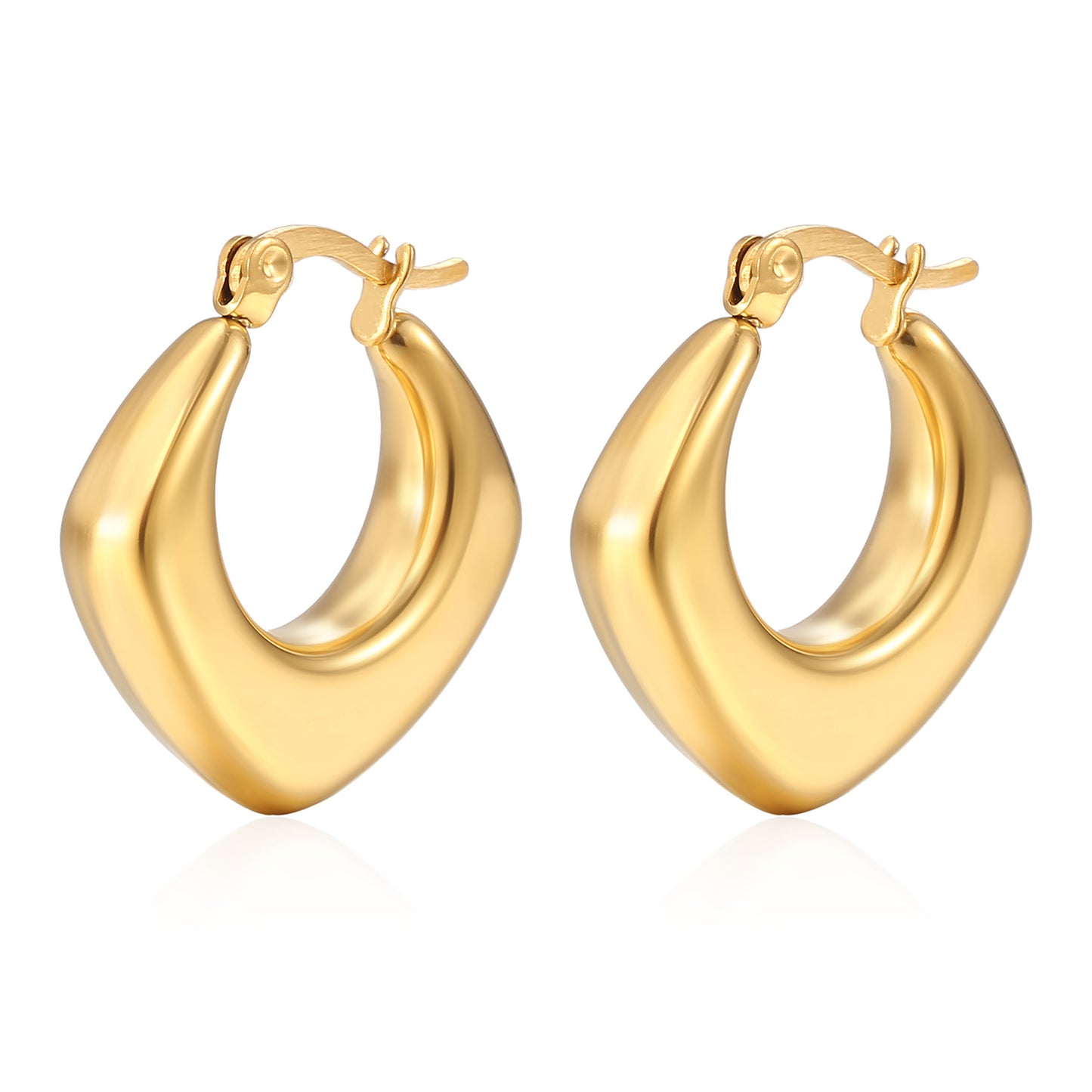 Titanium Steel Hollow Furnace Real Gold Stainless Multiple Glossy Earrings