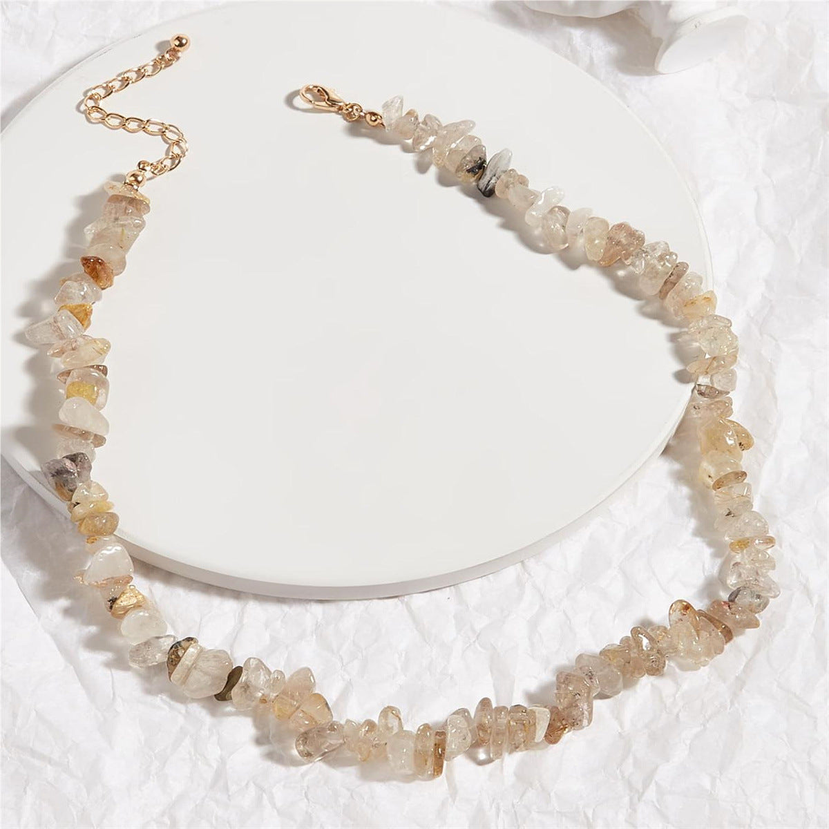 Gravel Handmade Beaded Irregular Stone Agate Ladies Clavicle Collar