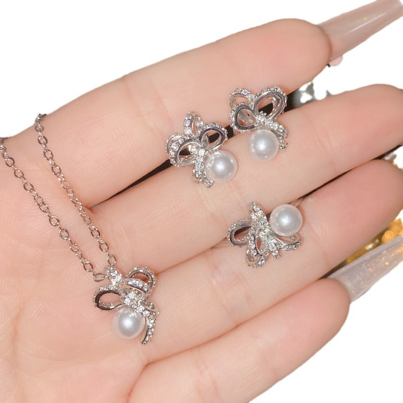 Home French Suit Shell Pearls Freshwater Ear Jewelry Set