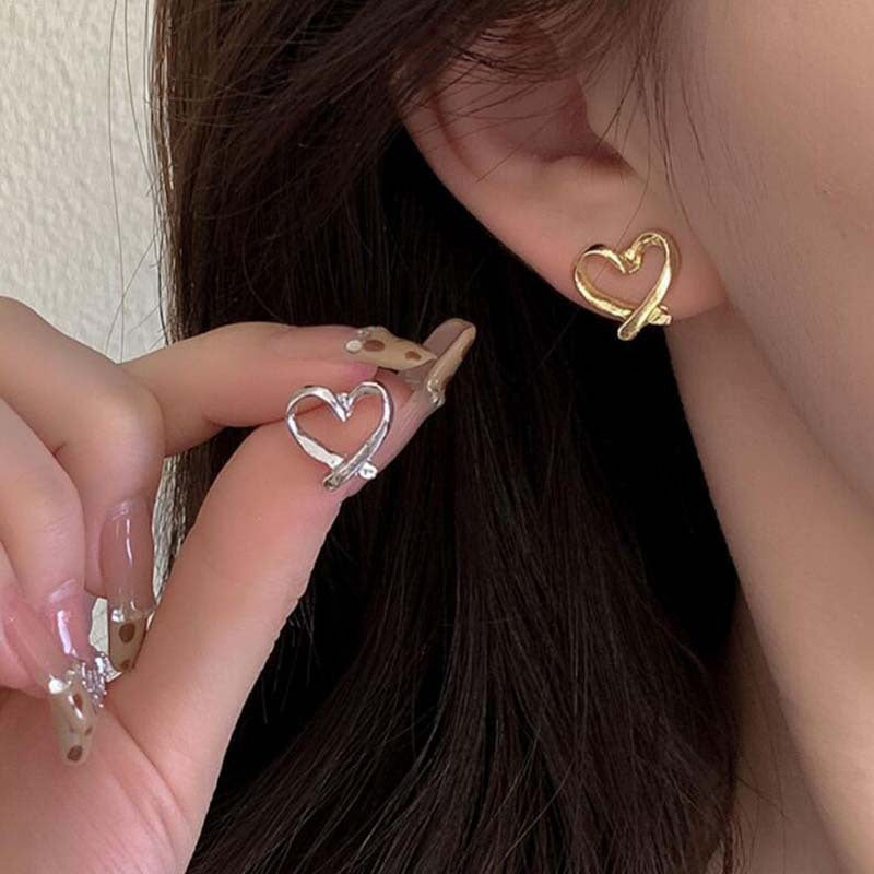 Needle Fashion Personality Peach Heart Simple Heart-shaped Small Earrings