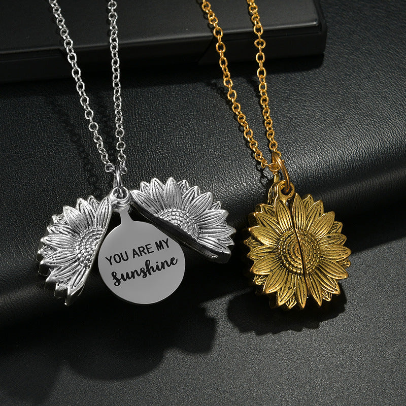 Retro Style Creative Can Open Sunflower Round Plate Female Necklace