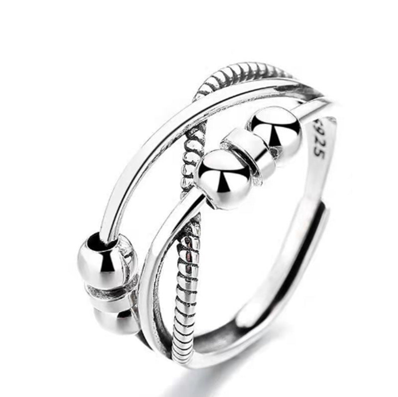 Women's Of People Three-ring Smart Lucky Beads Light Luxury Exquisite Ring