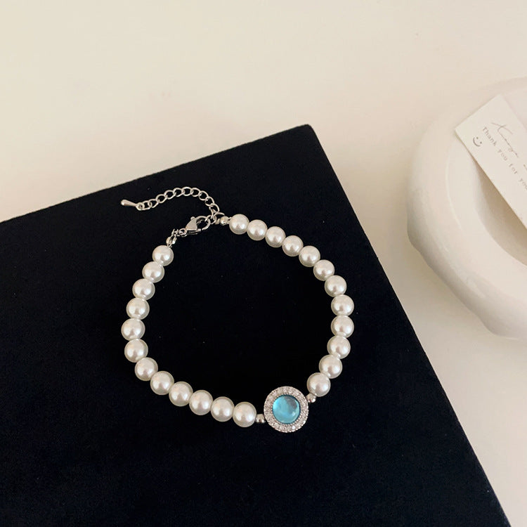 Women's Blue Opal Pearl High-grade Design Retro Bracelet
