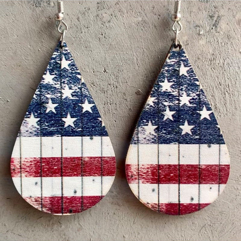 Independence Day Hat Eardrops Flag Cactus Earrings