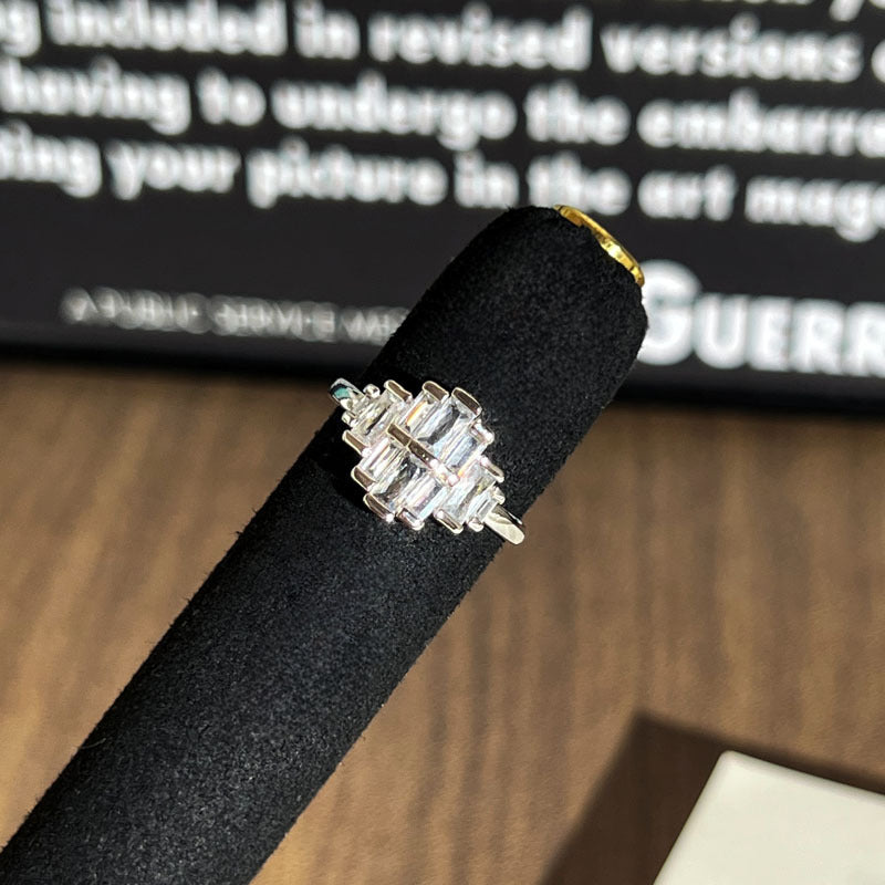 Diamond Pearl Light Luxury Texture Metallic Open Female Twin Fashion Ring