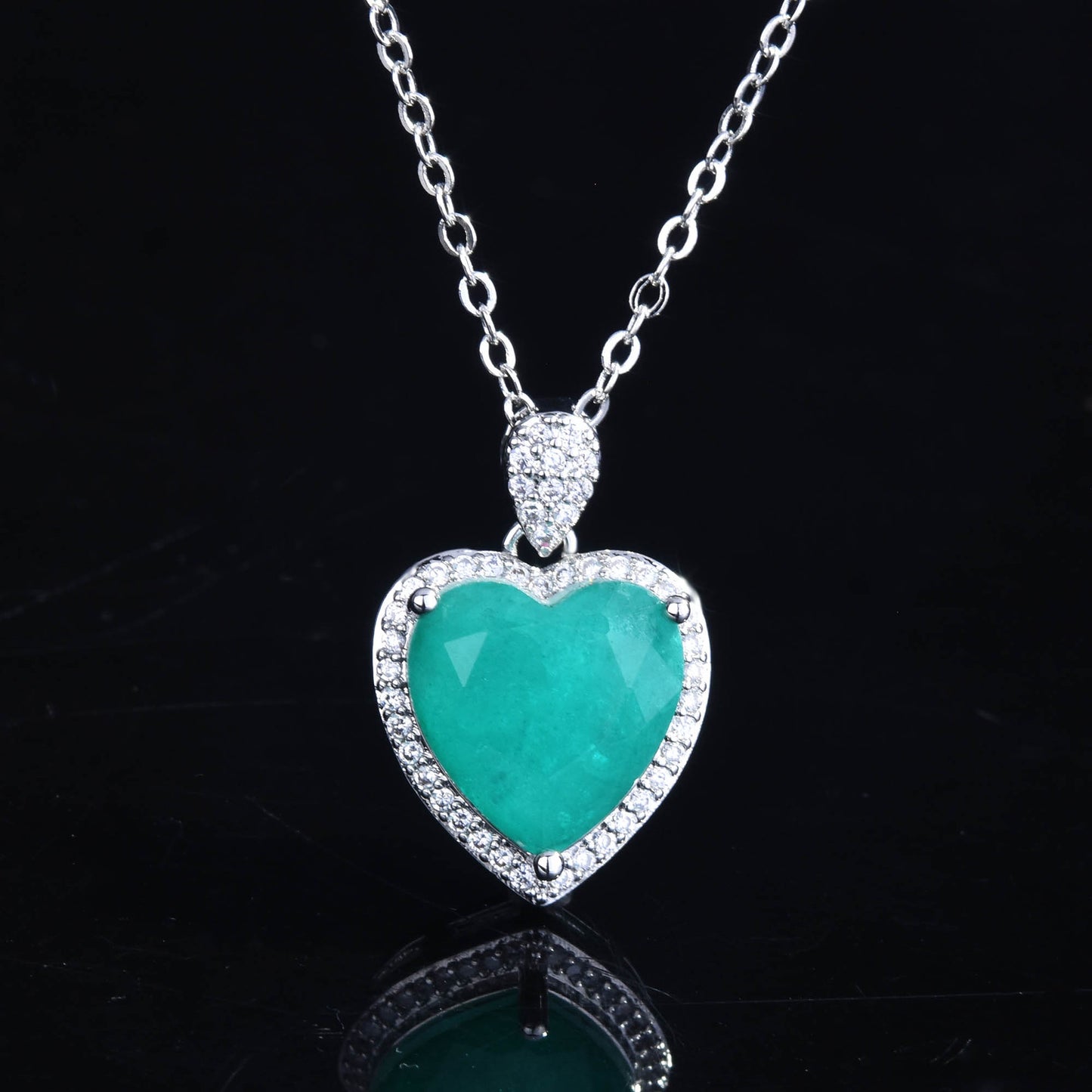 Broadcast Imitation Natural Paraiba Suit Heart-shaped Jewelry Set