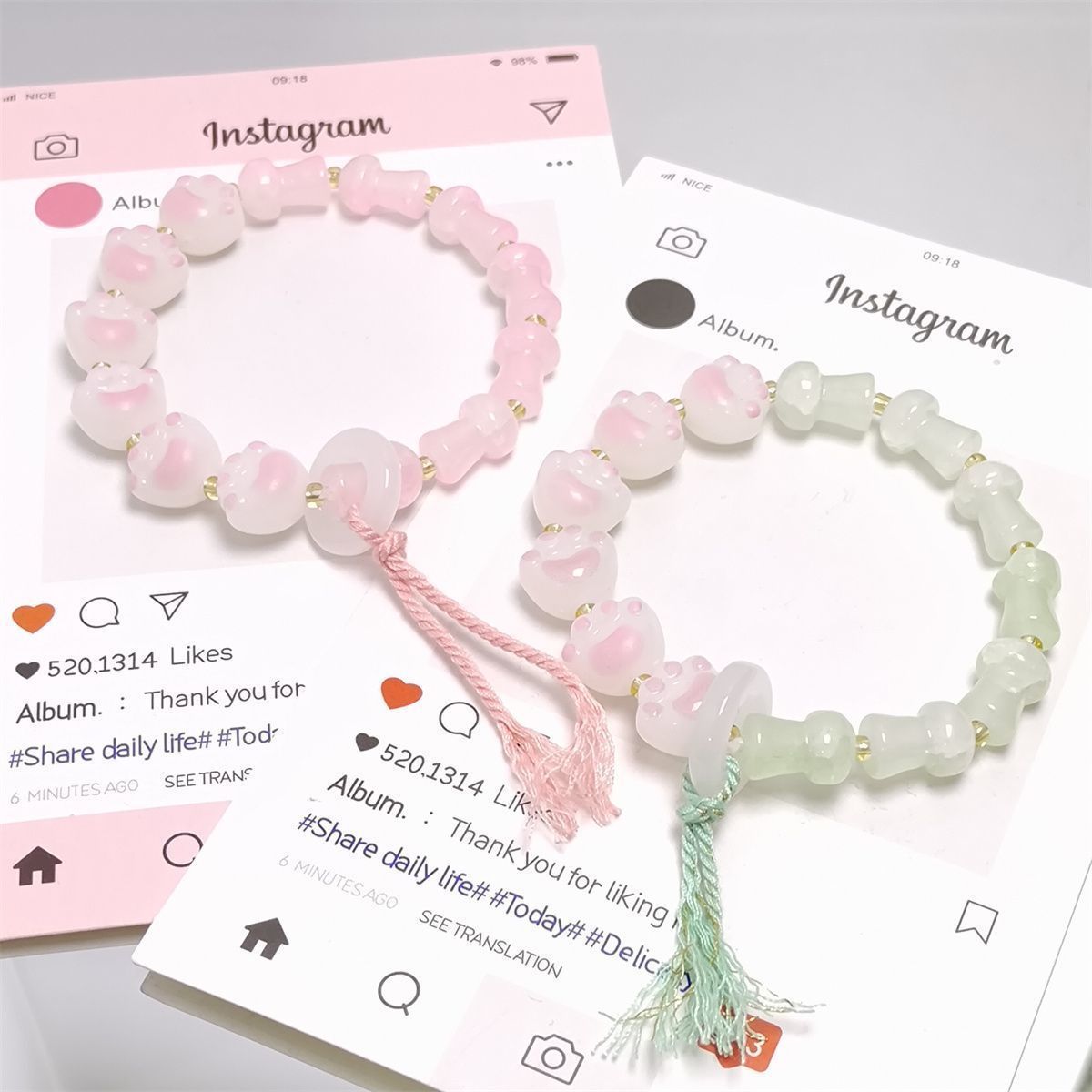 Children's Charcoal Cat's Paw Tassel Design High-grade Bracelet