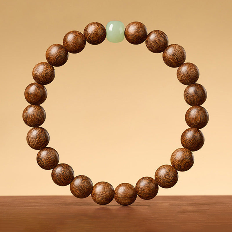 Women's & Men's Scenic Spot Gold Sandalwood Rosary Jade Bracelet