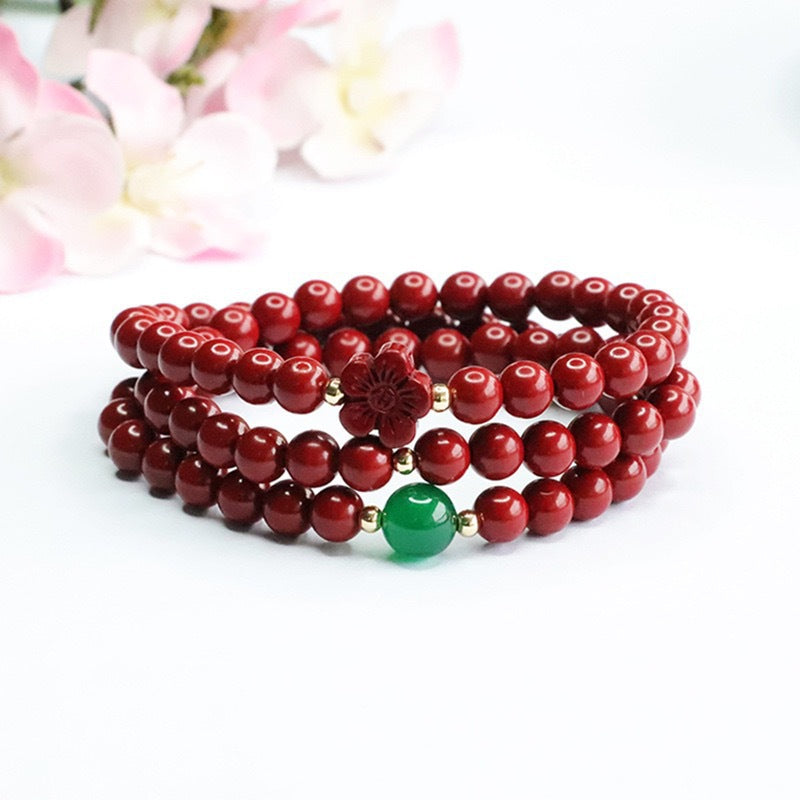 Women's Cinnabar Beads Three-circle Purple Gold Sand Bracelets