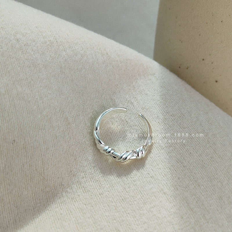 Style Knotted Curved Sier Personality Simple Rings