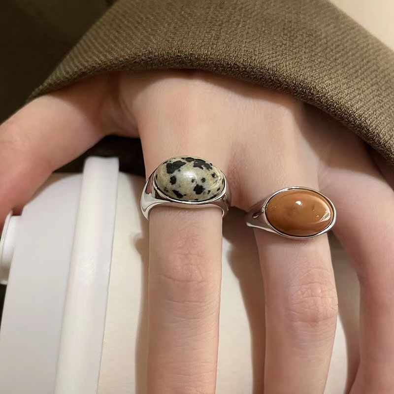 Natural Stone Open Female Fashion Personalized Cold Style Rings