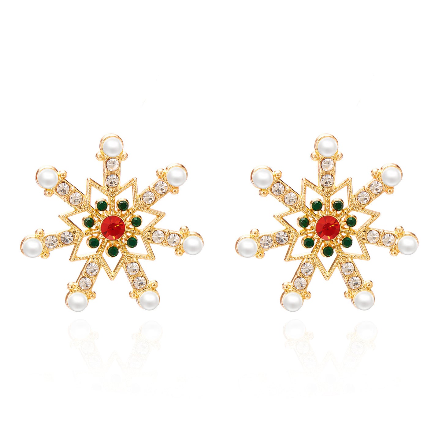 Women's Christmas Series Fashion Rhinestone Pearl Winter Earrings