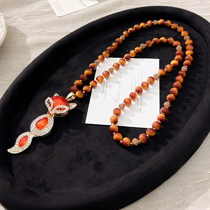 Women's Tigereye Light Luxury Long High-grade Sweater Chain Temperament Wild Clothing Necklace