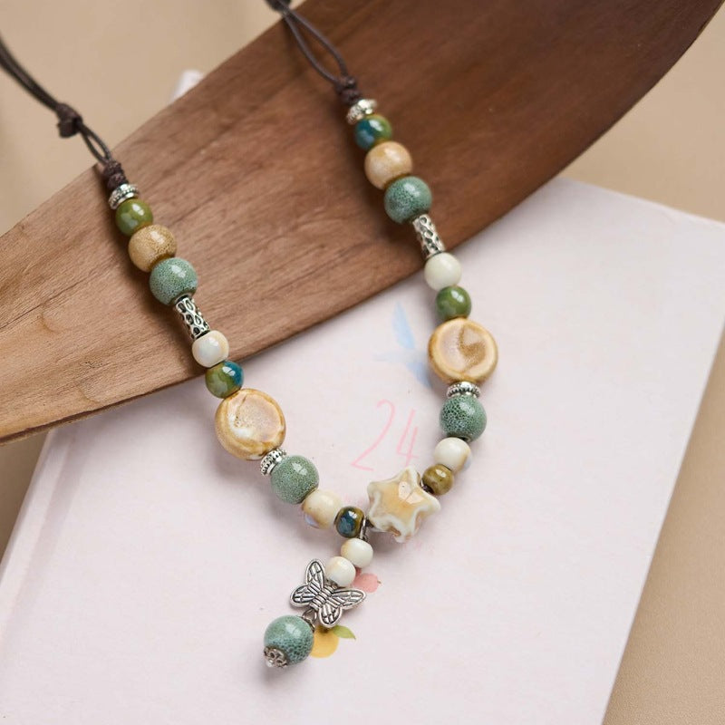 Ceramic Ornament Ethnic Style Antique Sweater Chain Long Necklaces