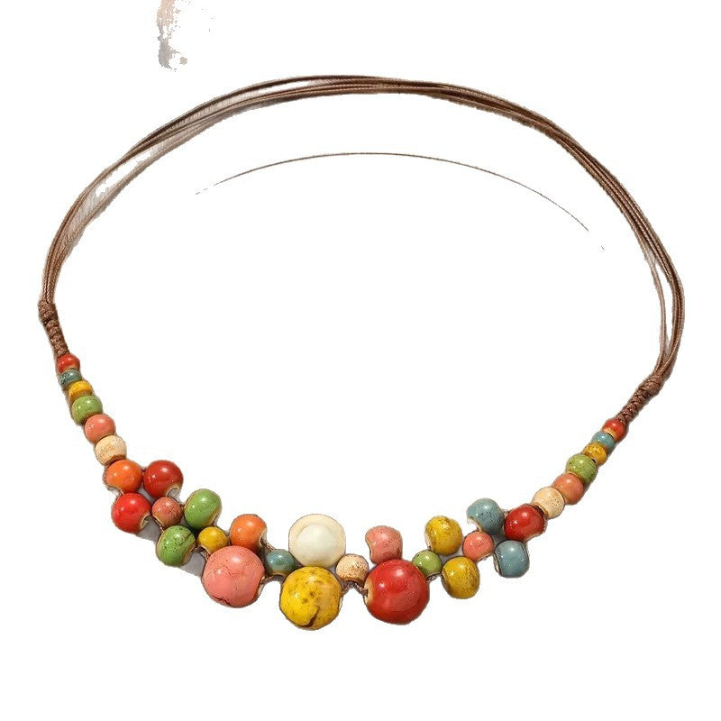 Beaded Ceramic Beads Bohemian Gravel Color Necklaces