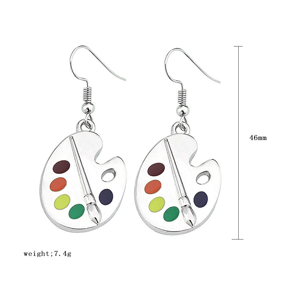 Drawing Board Palette Artist Temperament Simple Drop Oil Ear Earrings