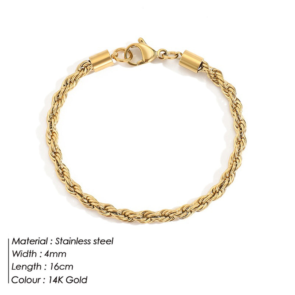 Women's American Simple Personalized Gold Twist Bracelets