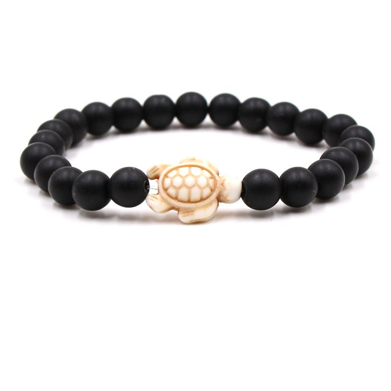 Women's & Men's Natural Yellow Tiger's Eye Beads Turquoise Turtle Bracelet