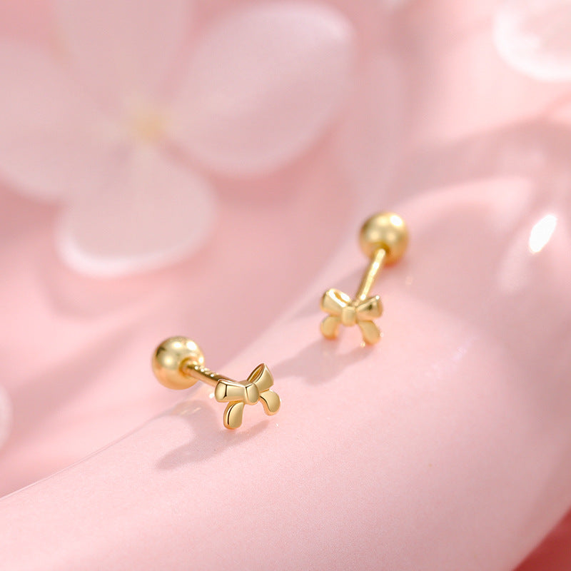 Sier Bow Screw Sweet Style Stylish Simple Personality Rings