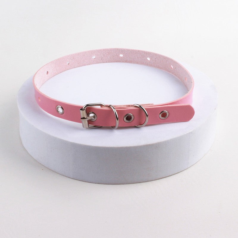 Punk Flat Buckle Leather Vintage Street Shot Necklet Neckband Korean Collar