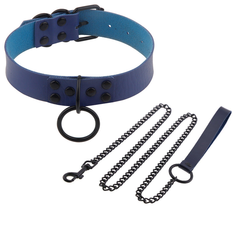 Style Leather Neckband Personality Fashion Black Nail O-shaped Necklaces