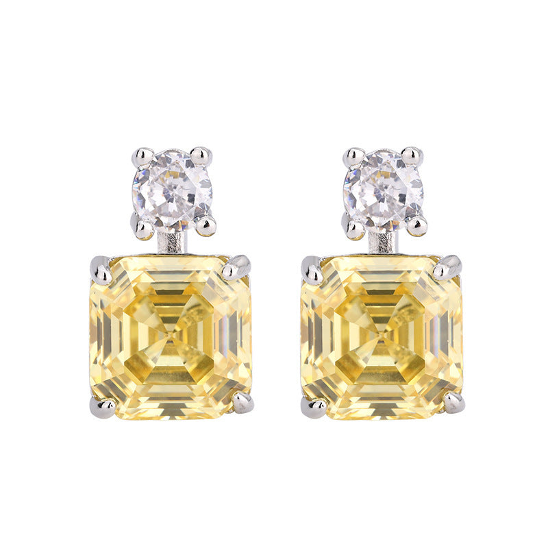 Pagoda Cut Princess Square Yellow Diamond Jewelry Set