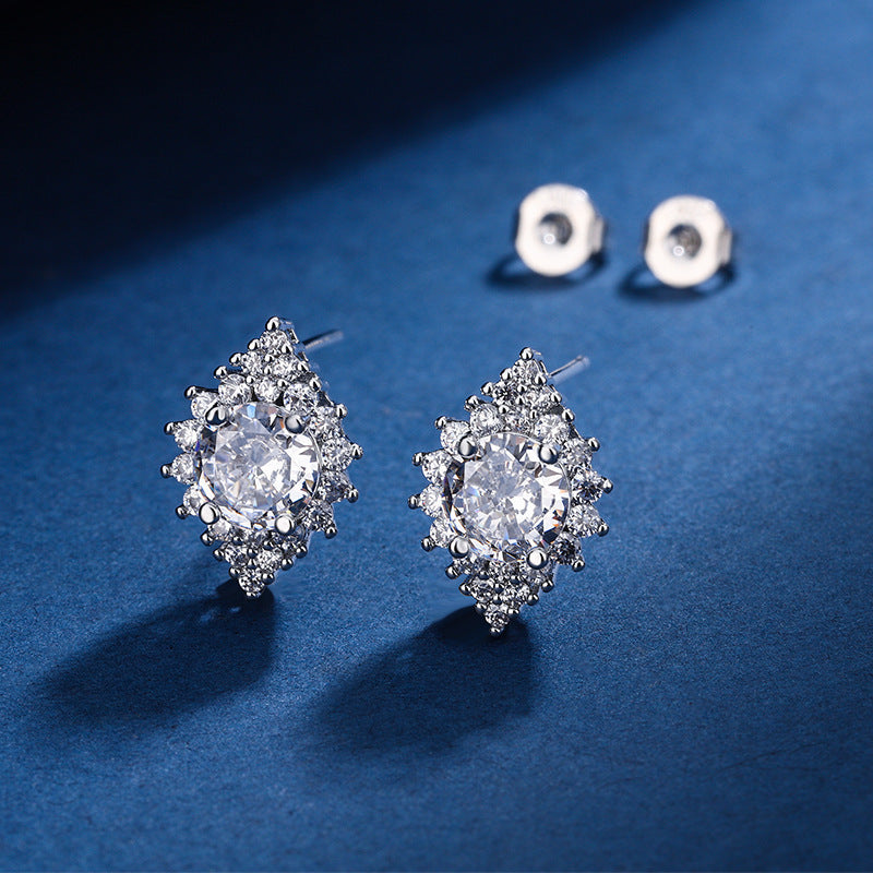 Moissanite Ear Female With Hearts Sterling Earrings
