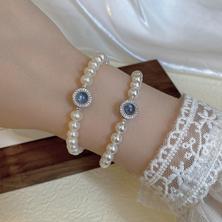 Women's Blue Opal Pearl High-grade Design Retro Bracelet