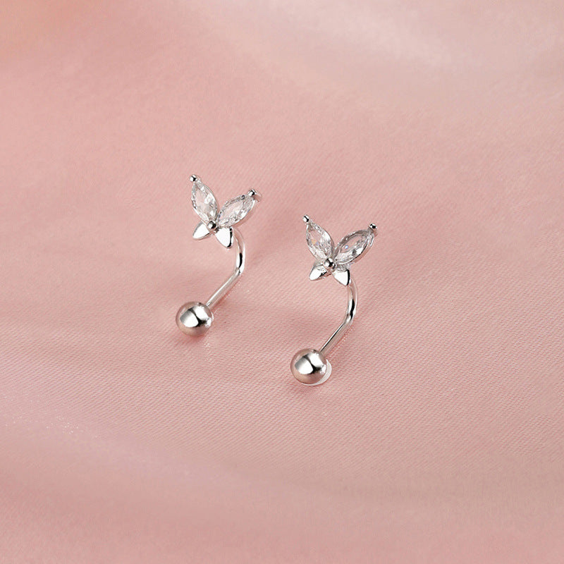 Butterfly Tightening Buckle Elegant Zircon Dancing Screw Beads Ear Hook